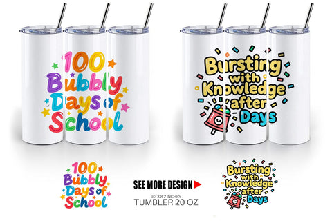 Tumbler 100 Days Gumball Fun Quotes Sublimation artnoy 