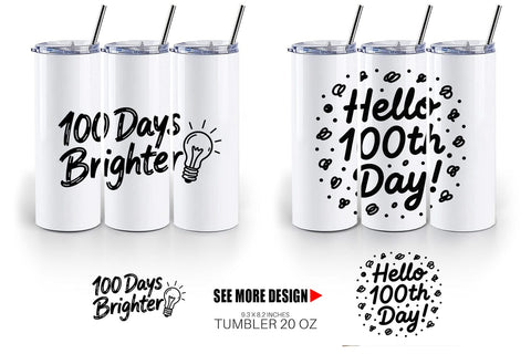 Tumbler 100 Days Scribble Art Quotes Sublimation artnoy 