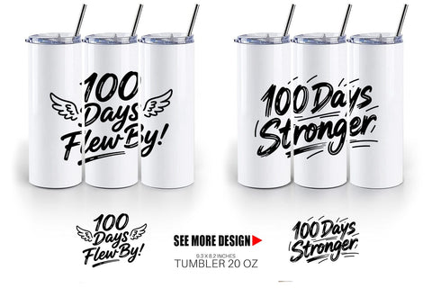 Tumbler 100 Days Scribble Art Quotes Sublimation artnoy 