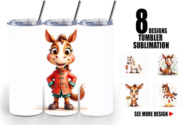 Tumbler 2026 Year of the Horse Watercolor Sublimation artnoy 