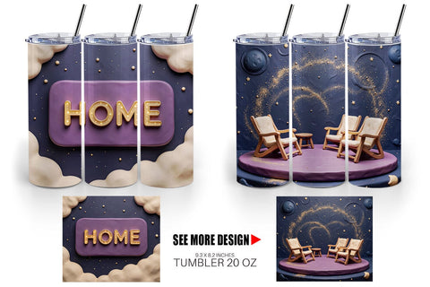 Tumbler 3D Clay Celestial Cosmic Background Sublimation artnoy 