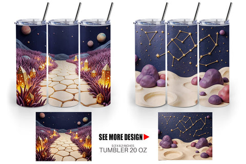 Tumbler 3D Clay Celestial Cosmic Background Sublimation artnoy 
