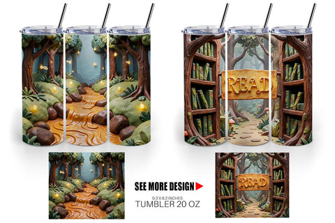Tumbler 3D Clay Cozy Forest Glade Backdrop Sublimation artnoy 