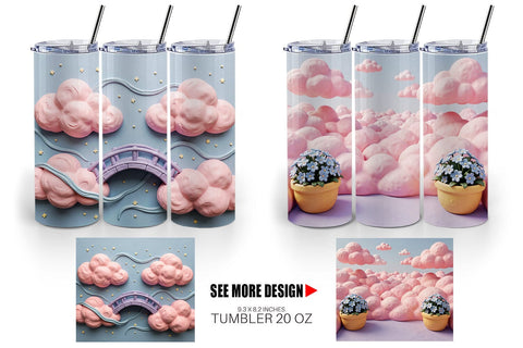 Tumbler 3D Clay Pastel Dream Sky Backdrop Sublimation artnoy 