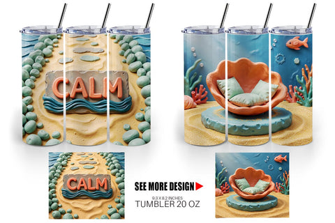 Tumbler 3D Clay Squishy Underwater Background Sublimation artnoy 
