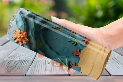 Tumbler 3D Clay Squishy Underwater Background Sublimation artnoy 