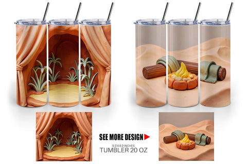 Tumbler 3D Clay Terracotta Desert Background Sublimation artnoy 