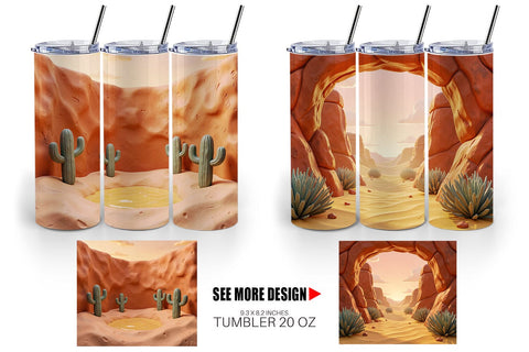 Tumbler 3D Clay Terracotta Desert Background Sublimation artnoy 