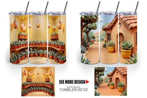 Tumbler 3D Clay Terracotta Desert Background Sublimation artnoy 
