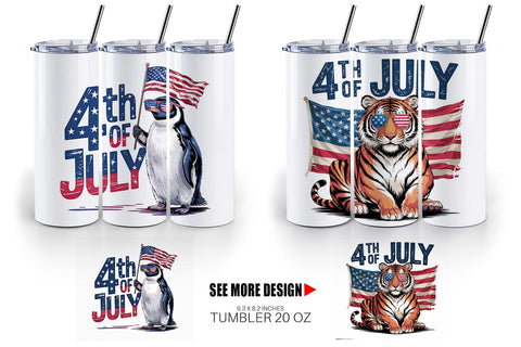 Tumbler 4th of July Animal Sublimation artnoy 