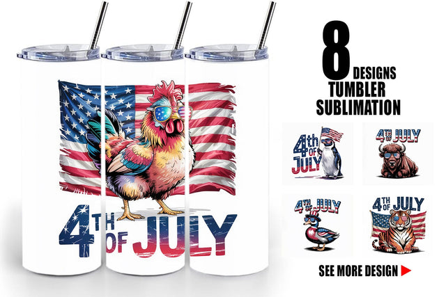 Tumbler 4th of July Animal Sublimation artnoy 