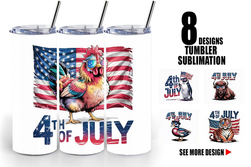 Tumbler 4th of July Animal Sublimation artnoy 