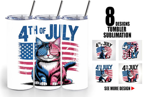 Tumbler 4th of July Cat Sublimation artnoy 