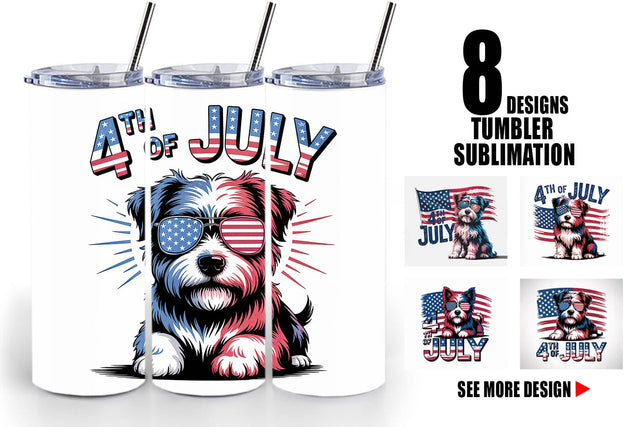 Tumbler 4th of July Dog Sublimation artnoy 