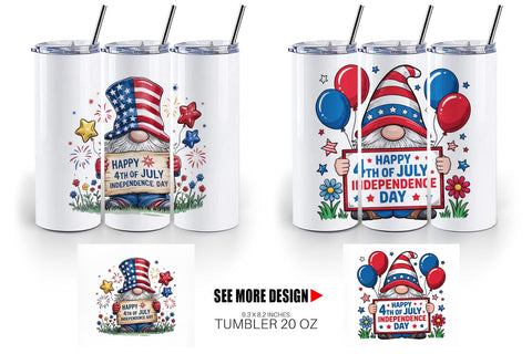 Tumbler 4th of July Gnome Sublimation artnoy 