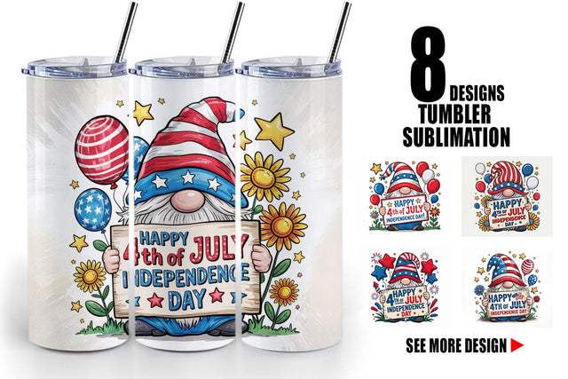 Tumbler 4th of July Gnome Sublimation artnoy 