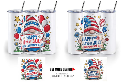 Tumbler 4th of July Gnome Sublimation artnoy 