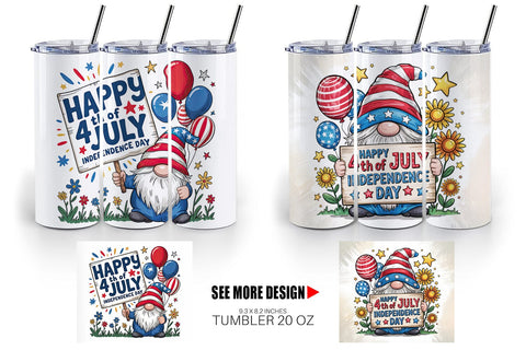 Tumbler 4th of July Gnome Sublimation artnoy 
