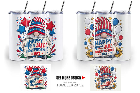 Tumbler 4th of July Gnome Sublimation artnoy 