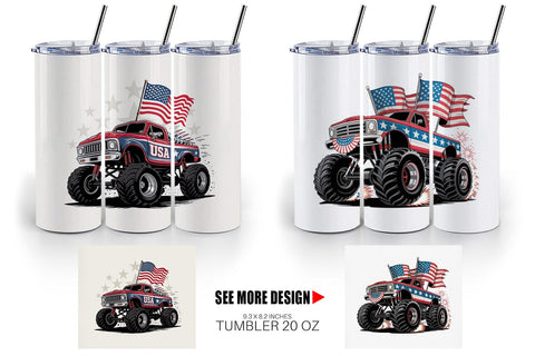 Tumbler 4th of July Monster Truck Sublimation artnoy 