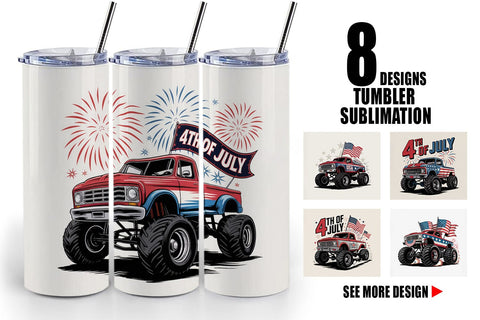 Tumbler 4th of July Monster Truck Sublimation artnoy 