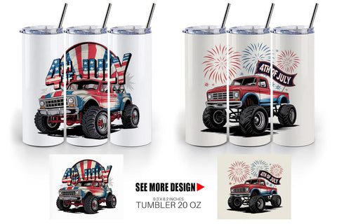 Tumbler 4th of July Monster Truck Sublimation artnoy 