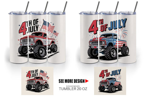 Tumbler 4th of July Monster Truck Sublimation artnoy 