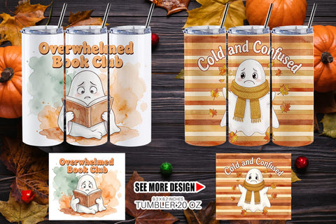 Tumbler 70s Anxious Ghost Retro Background Sublimation artnoy 