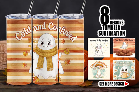 Tumbler 70s Anxious Ghost Retro Background Sublimation artnoy 
