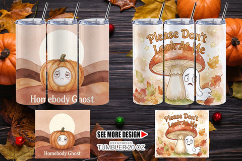 Tumbler 70s Anxious Ghost Retro Background Sublimation artnoy 