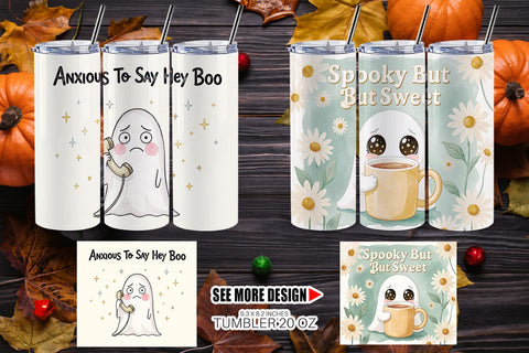 Tumbler 70s Anxious Ghost Retro Background Sublimation artnoy 