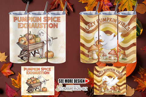 Tumbler 70s Burnout Ghoul Autumn Background Sublimation artnoy 