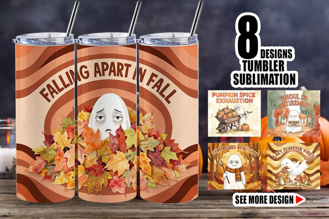 Tumbler 70s Burnout Ghoul Autumn Background Sublimation artnoy 