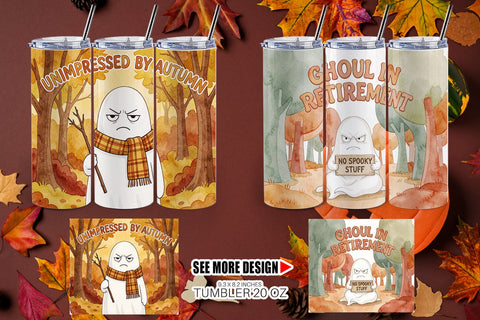 Tumbler 70s Burnout Ghoul Autumn Background Sublimation artnoy 