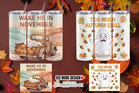 Tumbler 70s Burnout Ghoul Autumn Background Sublimation artnoy 