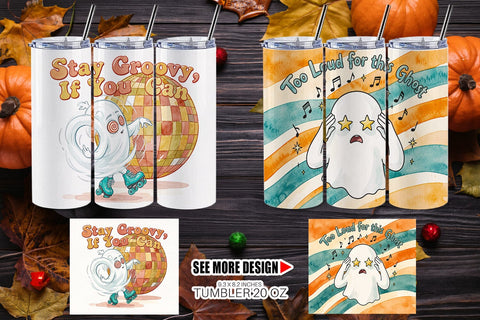 Tumbler 70s Chaotic Disco Ghost Background Sublimation artnoy 