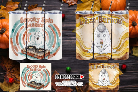 Tumbler 70s Chaotic Disco Ghost Background Sublimation artnoy 