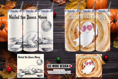 Tumbler 70s Chaotic Disco Ghost Background Sublimation artnoy 