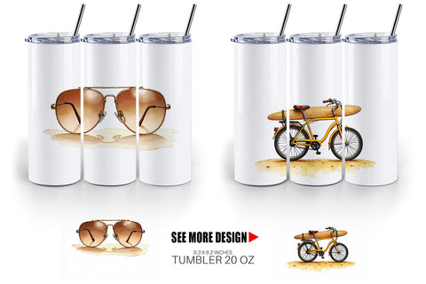 Tumbler 70s Endless Summer Watercolor Sublimation artnoy 