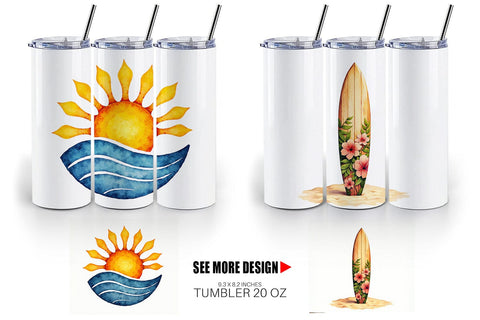 Tumbler 70s Endless Summer Watercolor Sublimation artnoy 