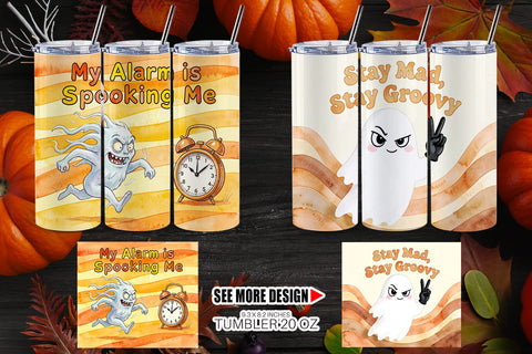 Tumbler 70s Moody Monday Ghost Background Sublimation artnoy 