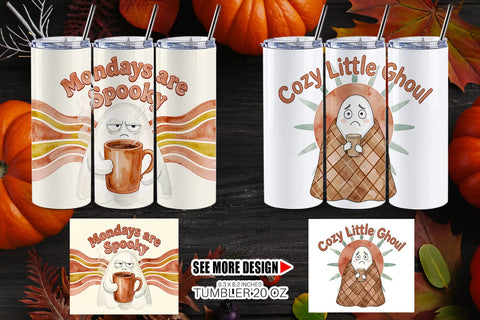 Tumbler 70s Moody Monday Ghost Background Sublimation artnoy 