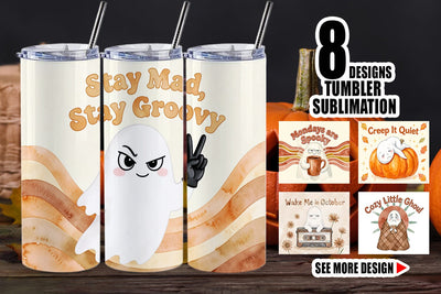 Tumbler 70s Moody Monday Ghost Background Sublimation artnoy 