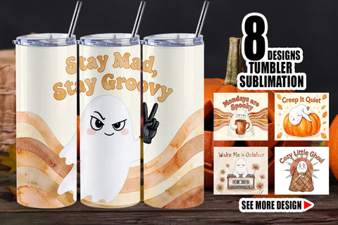 Tumbler 70s Moody Monday Ghost Background Sublimation artnoy 