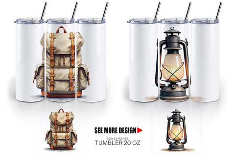 Tumbler 70s Retro Summer Camp Watercolor Sublimation artnoy 
