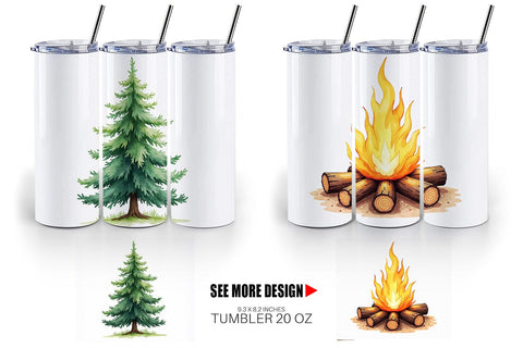Tumbler 70s Retro Summer Camp Watercolor Sublimation artnoy 