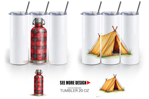 Tumbler 70s Retro Summer Camp Watercolor Sublimation artnoy 