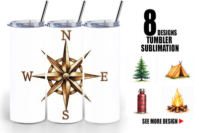 Tumbler 70s Retro Summer Camp Watercolor Sublimation artnoy 