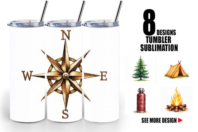 Tumbler 70s Retro Summer Camp Watercolor Sublimation artnoy 