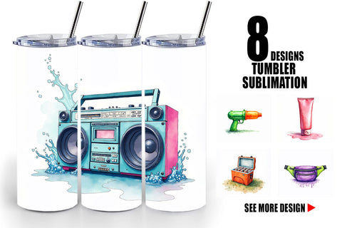 Tumbler 90s Beach Essentials Sublimation artnoy 